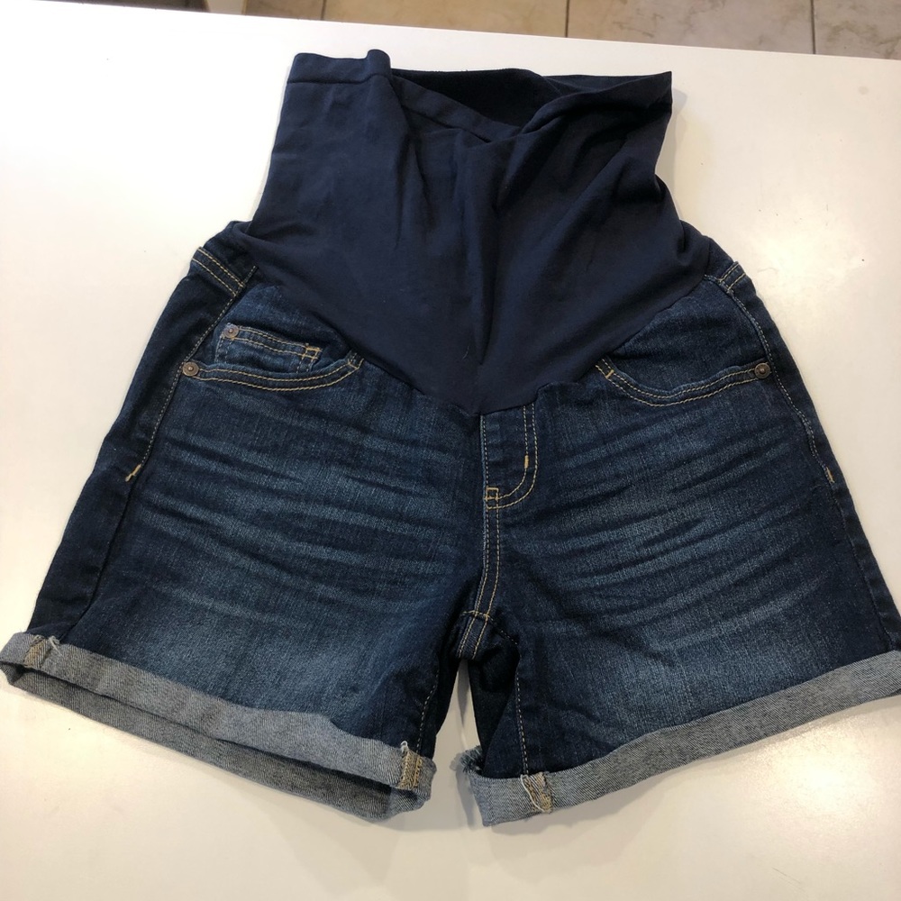 Maternity denim jean shorts